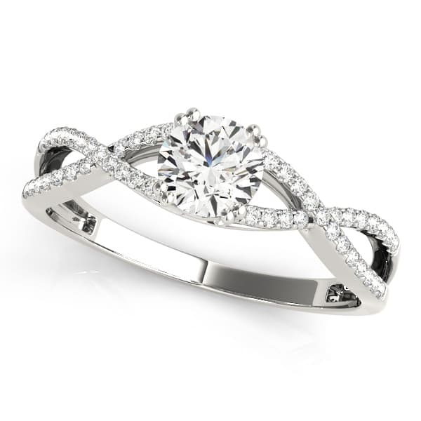 Twisting Round Engagement Ring in 10k White Gold