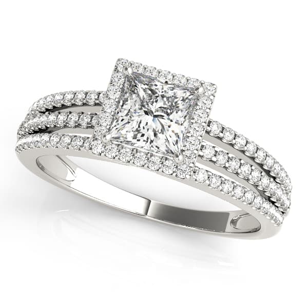 Vintage Multirow Halo Engagement Ring in 10k White Gold
