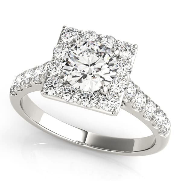 Engagement Rings Halo Round in 10k White Gold