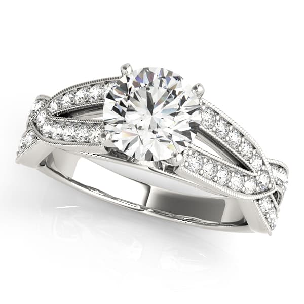 Multirow Split Shank Milgrain Engagement Ring — style 50646 in 10k White Gold
