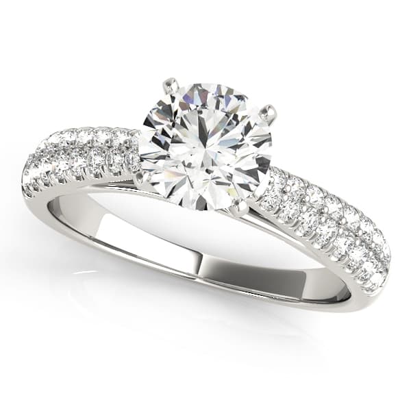 Round 2-Row Pavé Engagement Ring — style 50651 in 10k White Gold