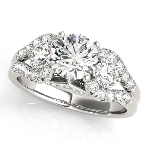 3-Stone Split Shank Hidden Halo Engagement Ring — style 50775 in 10k White Gold