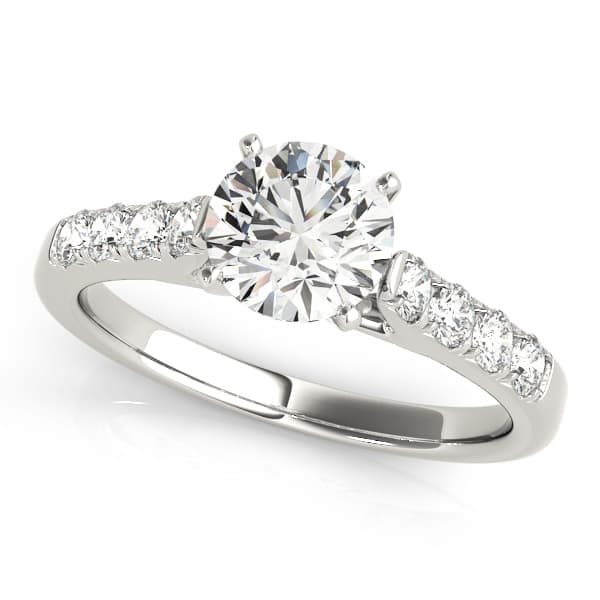 Single Row Split Prong Cathedral Engagement Ring — style 50787 in 10k White Gold