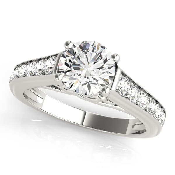 Single Row Love Knot Prong Set Engagement Rings — style 50797 in 10k White Gold
