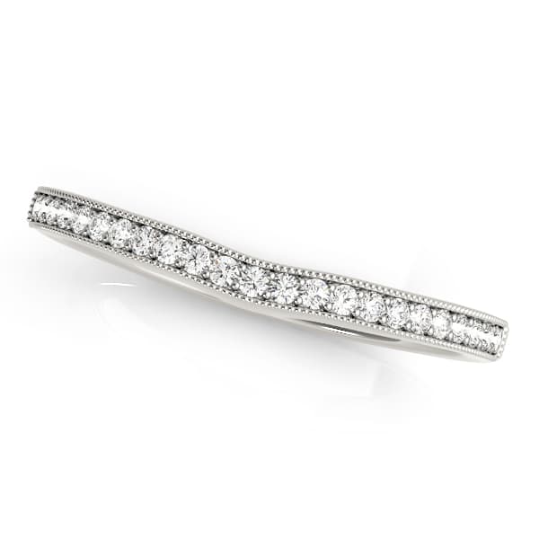 Single Row Milgrain Curved Wedding Band (1/8 ct. tw.) — View 1