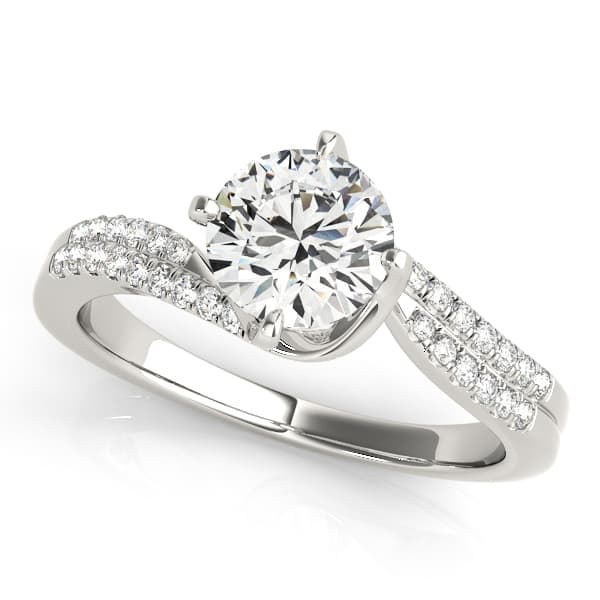 Bypass Double Row Engagement Ring in 10k White Gold