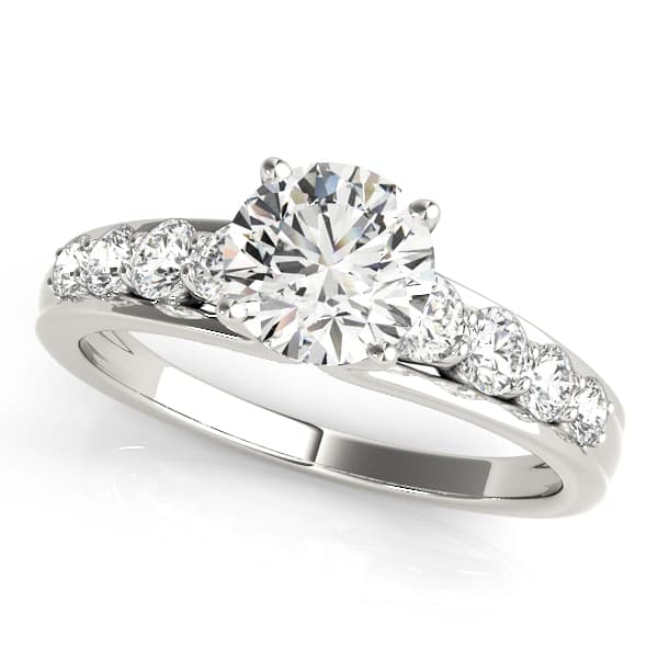 U-Prong Single Row Round Engagement Ring in 10k White Gold