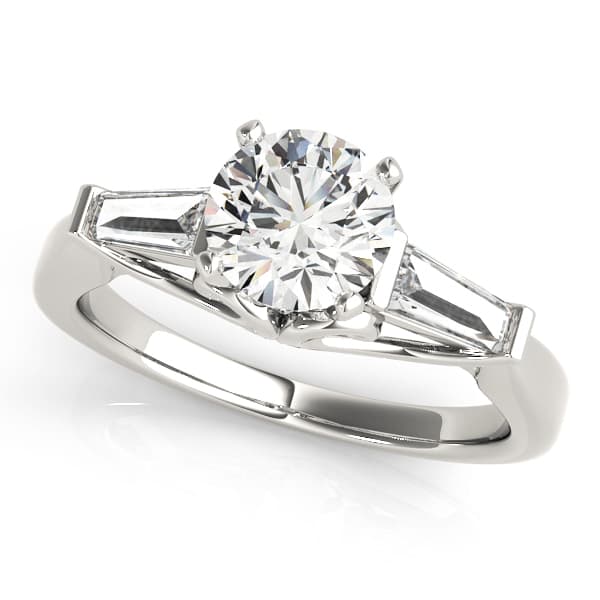 3-Stone Baguette &amp; Round Engagement Ring — style 50865 in 10k White Gold