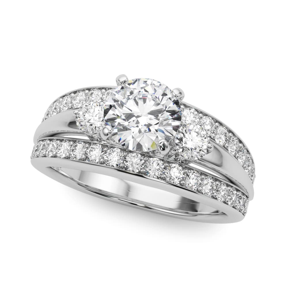 3-Stone Multirow Split Shank Engagement Ring — style 50899 in 10k White Gold