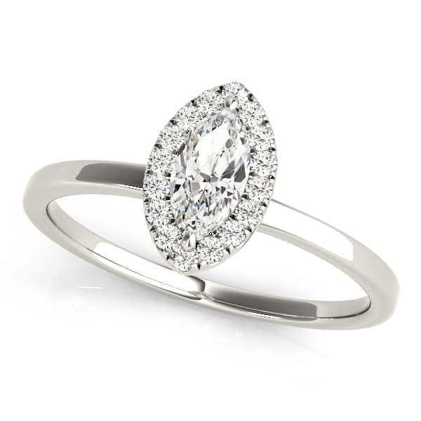 Marquise Halo Engagement Ring in 10k White Gold