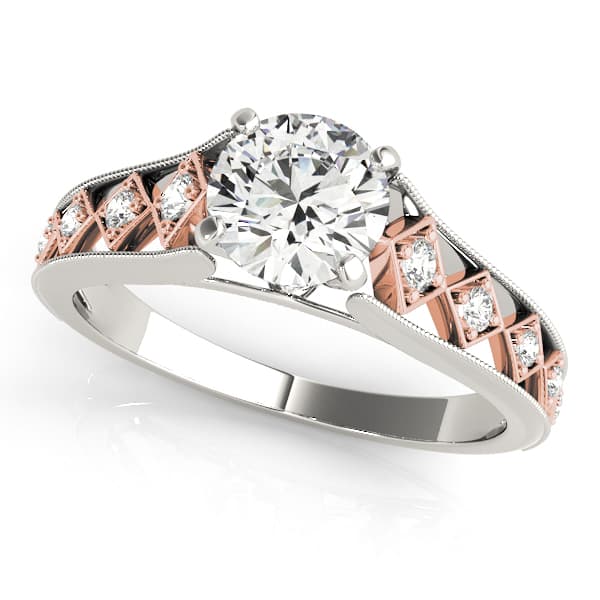 Single Row Milgrain Engagement Rings — style 50927 in 10k White Gold