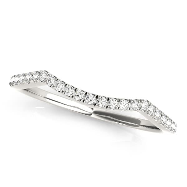 Curved Wedding Band (1/8 ct. tw.) — White Gold