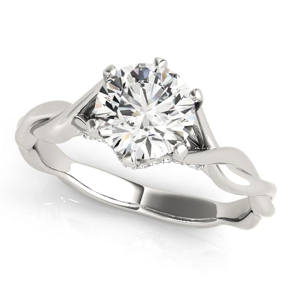 Twisted Shank Hidden Halo Engagement Ring in 10k White Gold