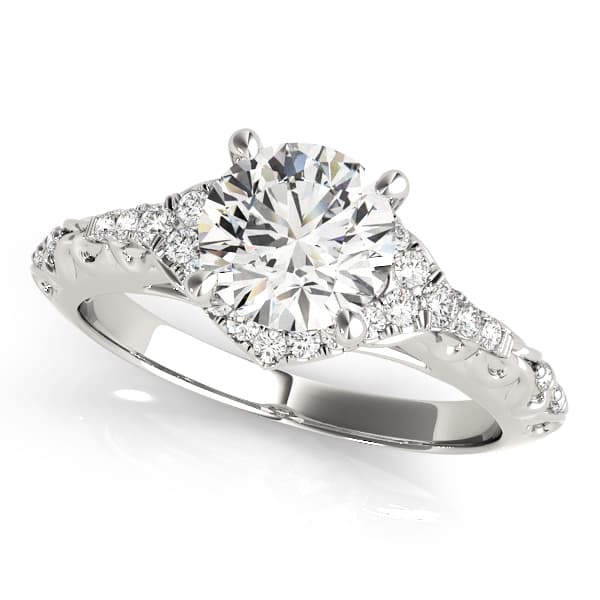 Vintage-Inspired Round Halo Engagement Ring in 10k White Gold
