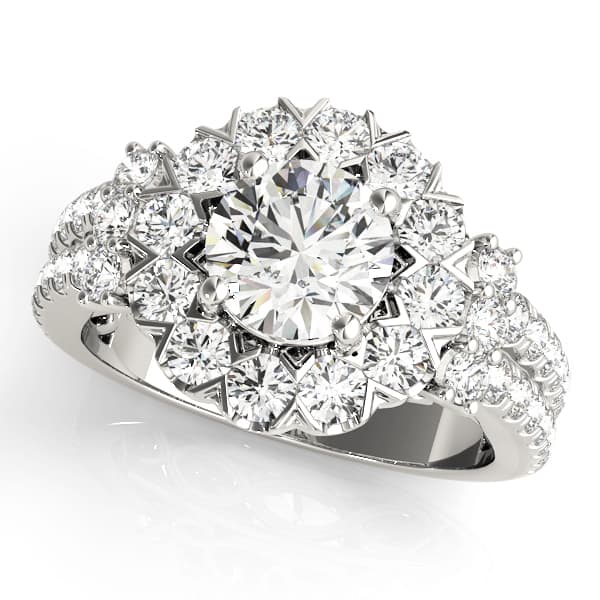 Vintage Accented Halo Engagement Rings in 10k White Gold