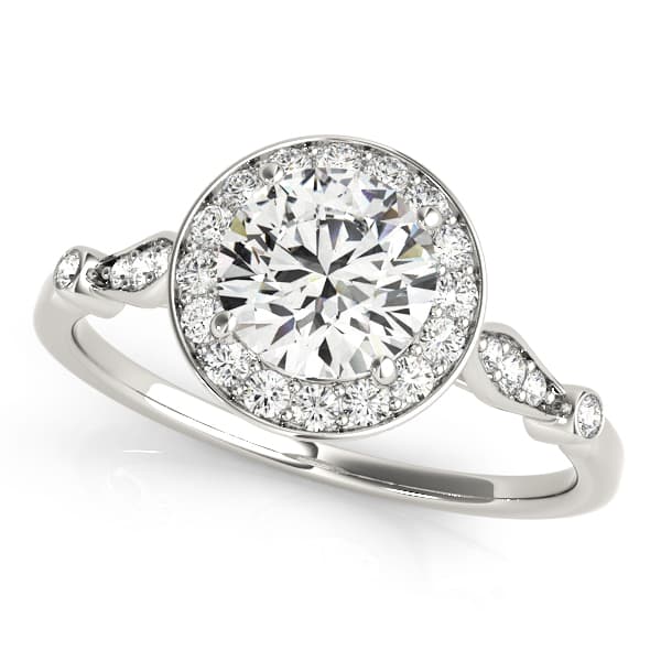 Solitaire Halo Engagement Rings in 10k White Gold