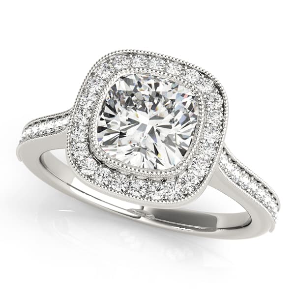 Engagement Rings Halo Cush in 10k White Gold