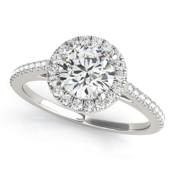 Round Halo Diamond Engagement Ring in 10k White Gold