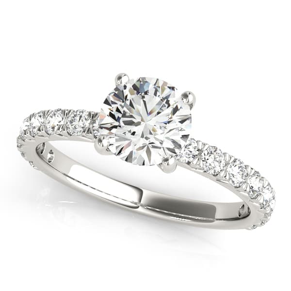French Cut Solitaire Engagement Ring in 10k White Gold