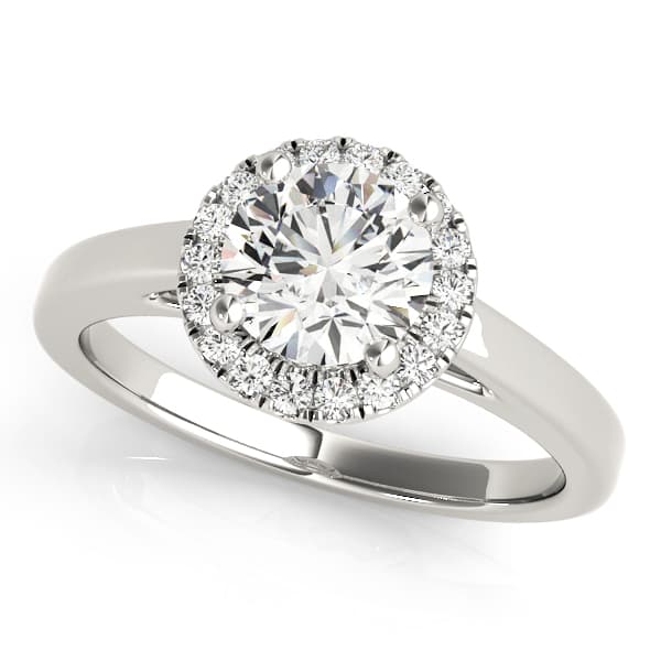 Round Halo Engagement Ring in 10k White Gold