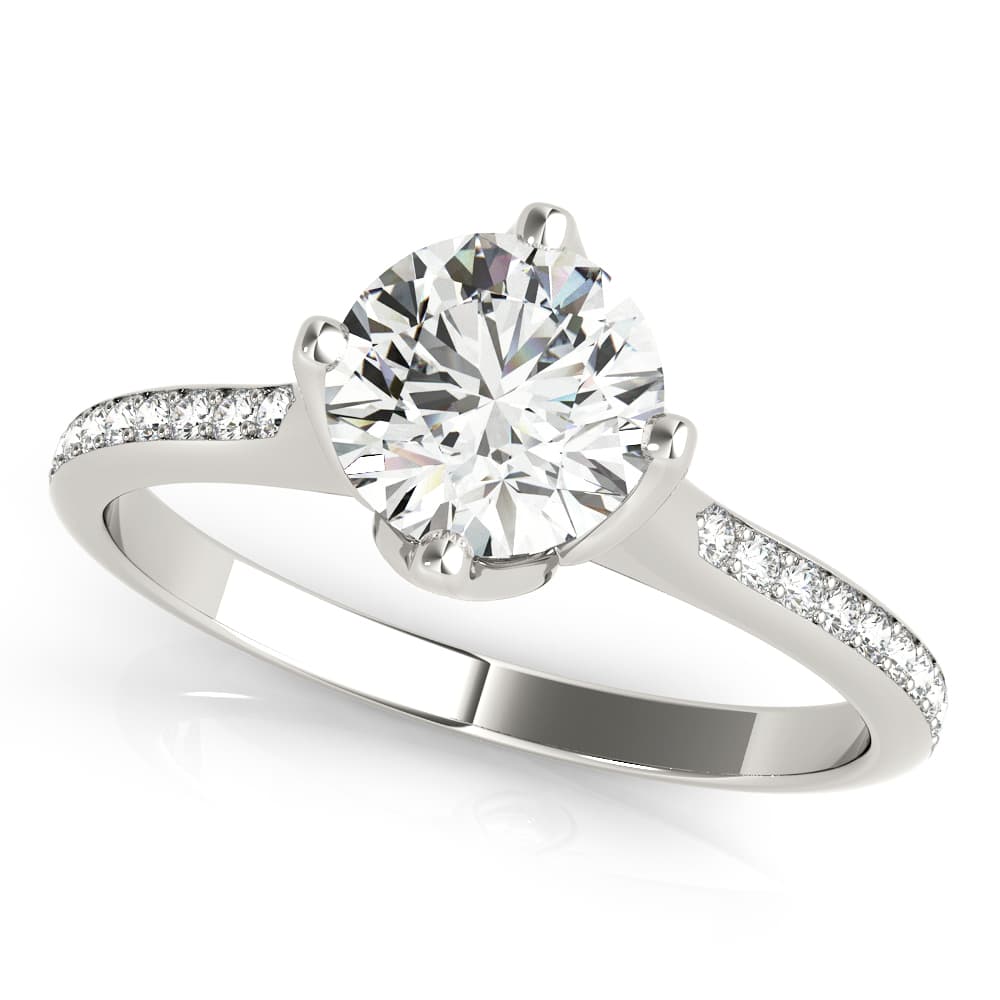 Single Row Prong Set Engagement Ring in 10k White Gold