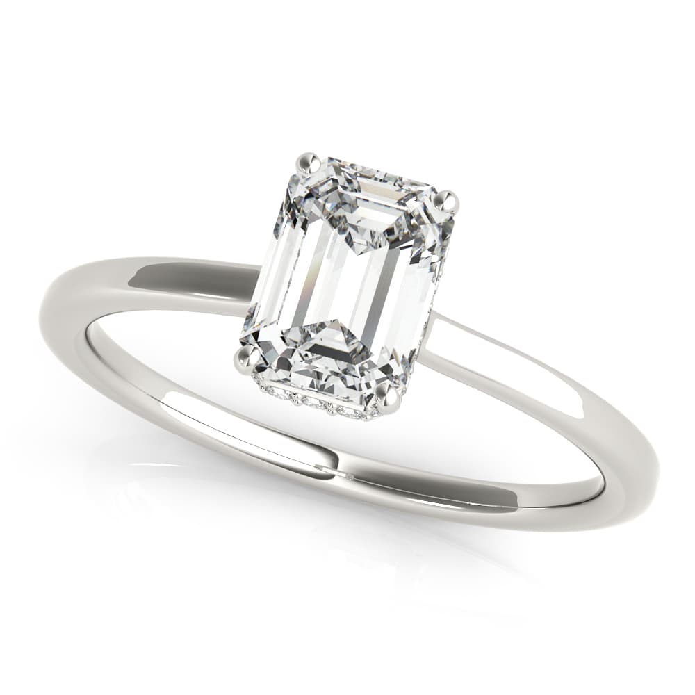 Solitaire Emerald-Cut Engagement Ring in 10k White Gold