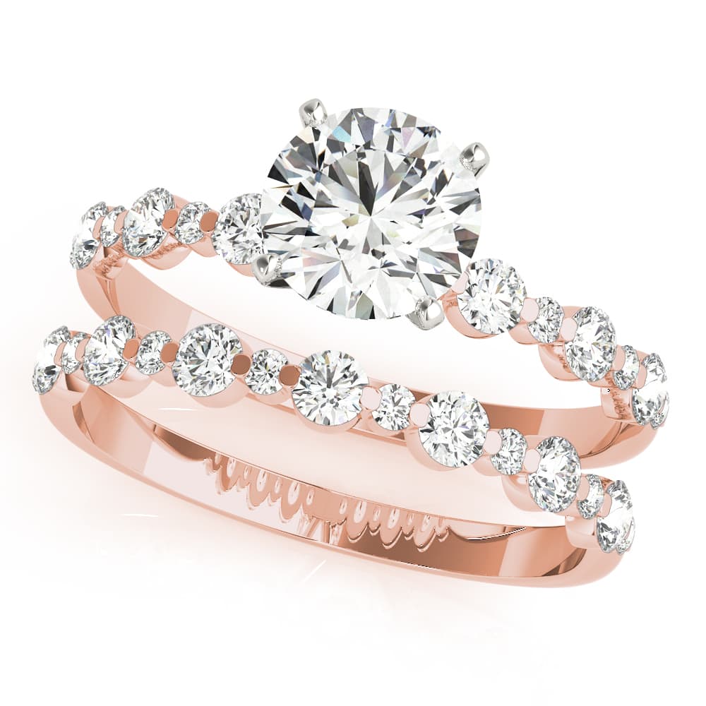 Single Shared-Prong Alternating Round-Sized Engagement Ring — style 51155 in 10k White Gold