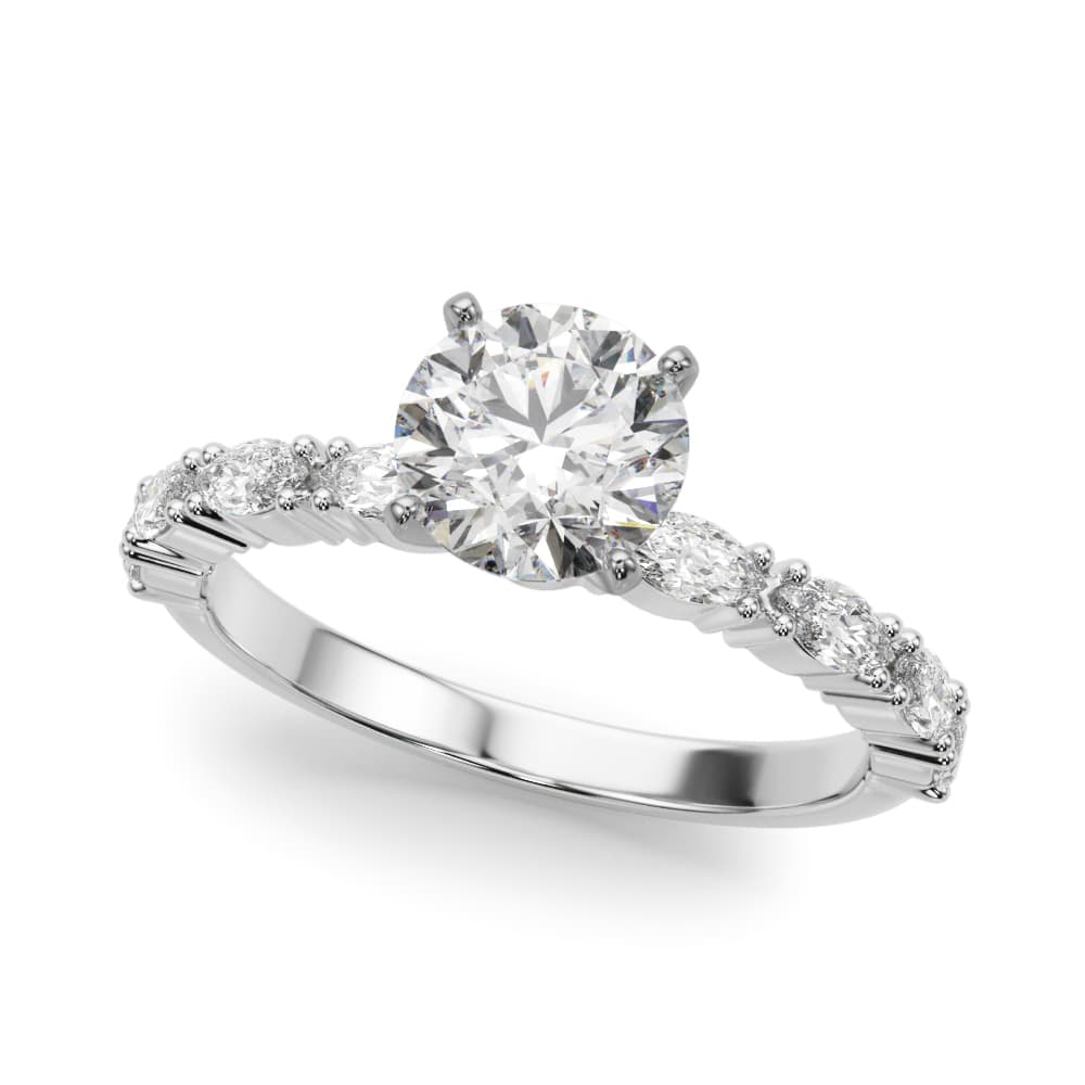 Marquise Shape Accented Wedding Bands — style 51179 in 10k White Gold