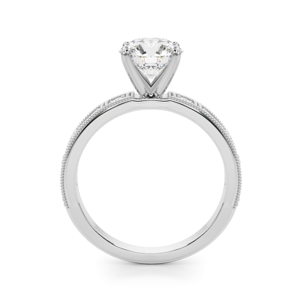 Alternating Round & Baguette Stackable Engagement Rings — style 51200 in 10k White Gold