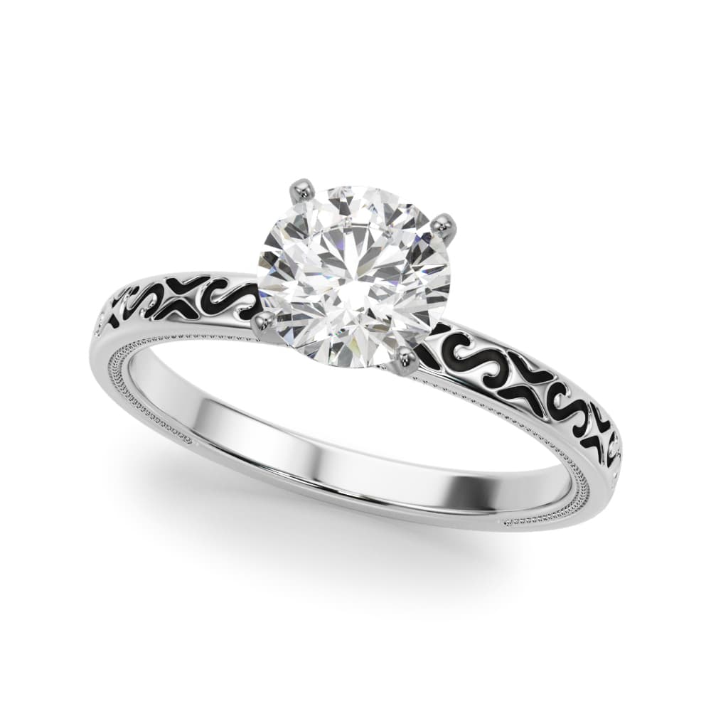 Vintage Style S-Carved Engagement Ring — style 51217 in 10k White Gold