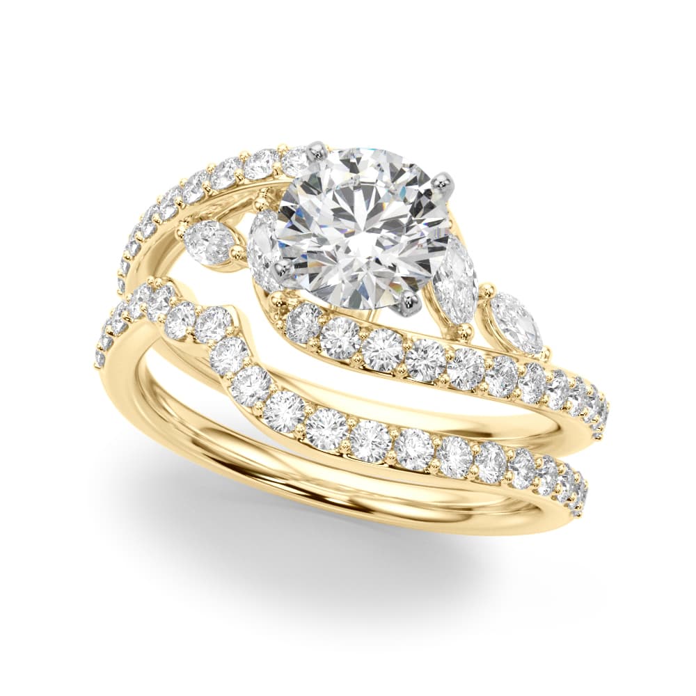 Bypass Fancy Shape Melee Marquise Shape Engagement Ring — style 51220 in 10k White Gold