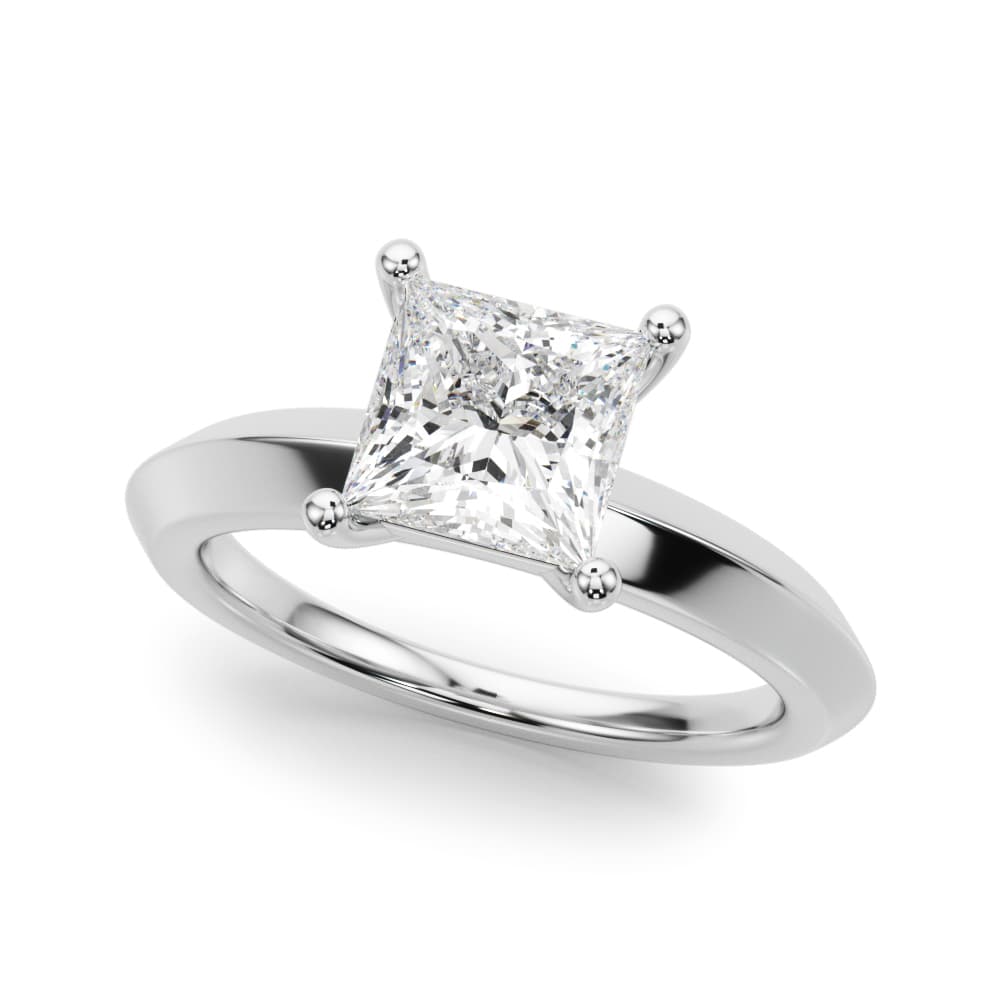 Solitaire Knife Edge Princess Cut Engagement Ring in 10k White Gold