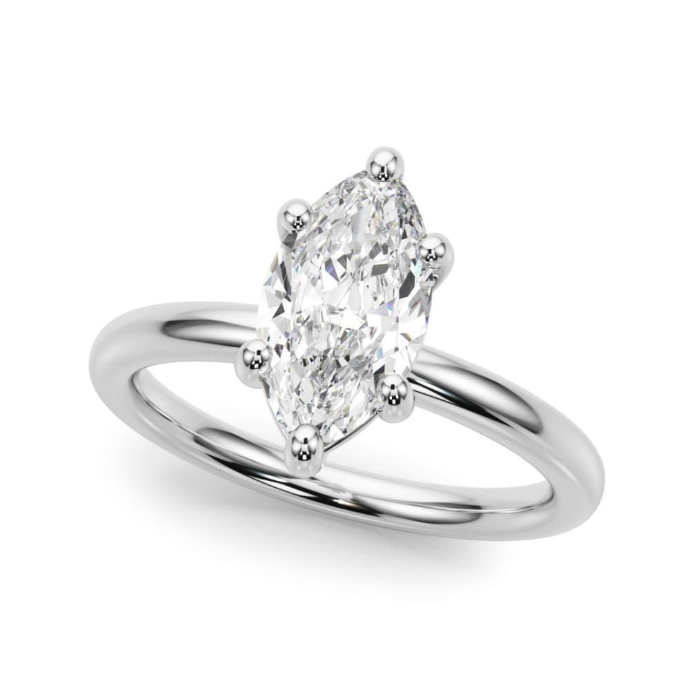 Solitaire Marquise Engagement Ring in 10k White Gold