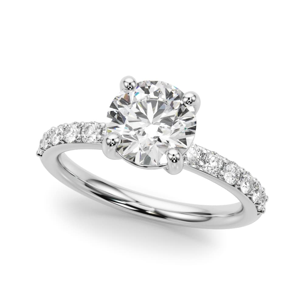 Single Row Round Engagement Ring in 10k White Gold