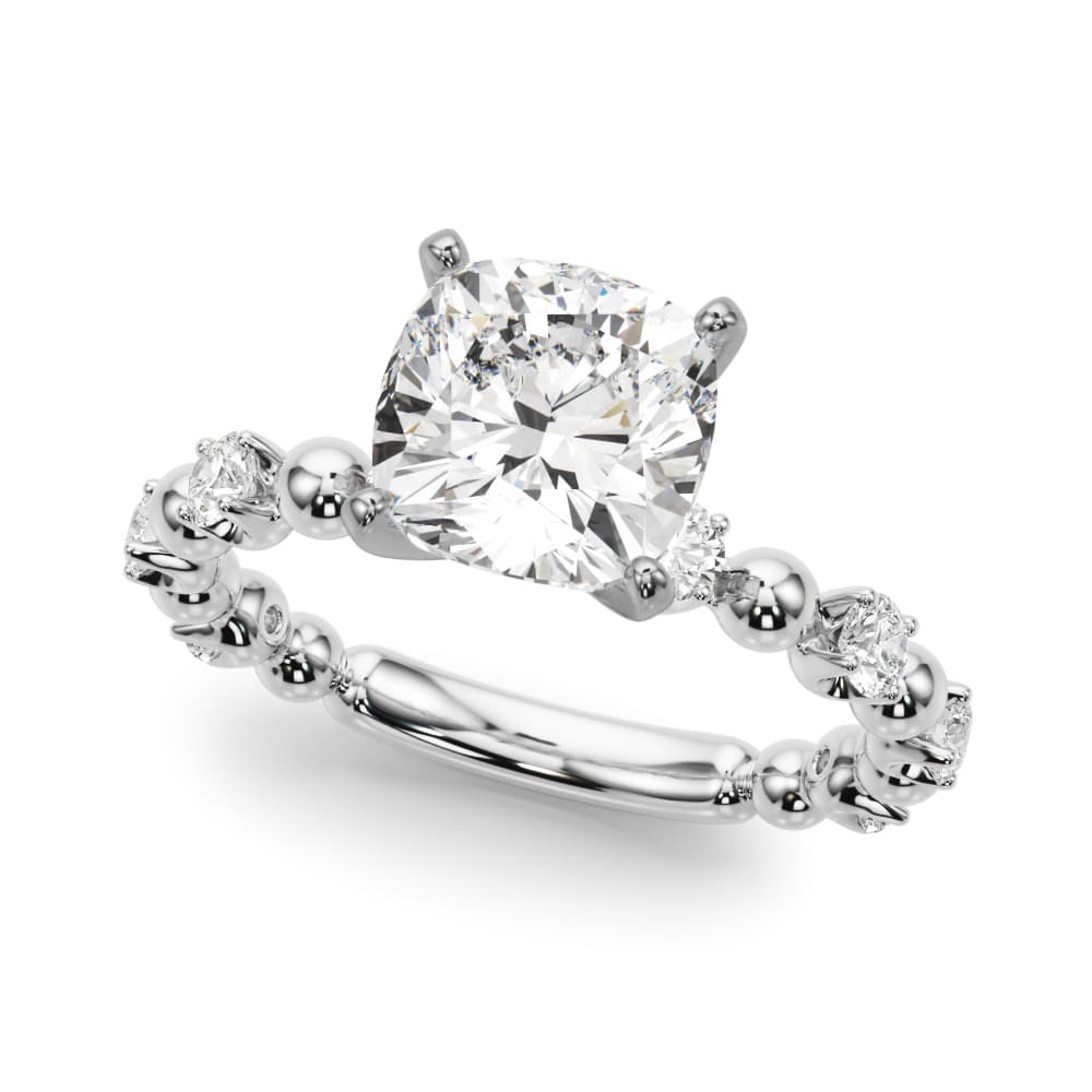 Alternating Bead &amp; Diamond Engagement Ring — style 51309 in 10k White Gold
