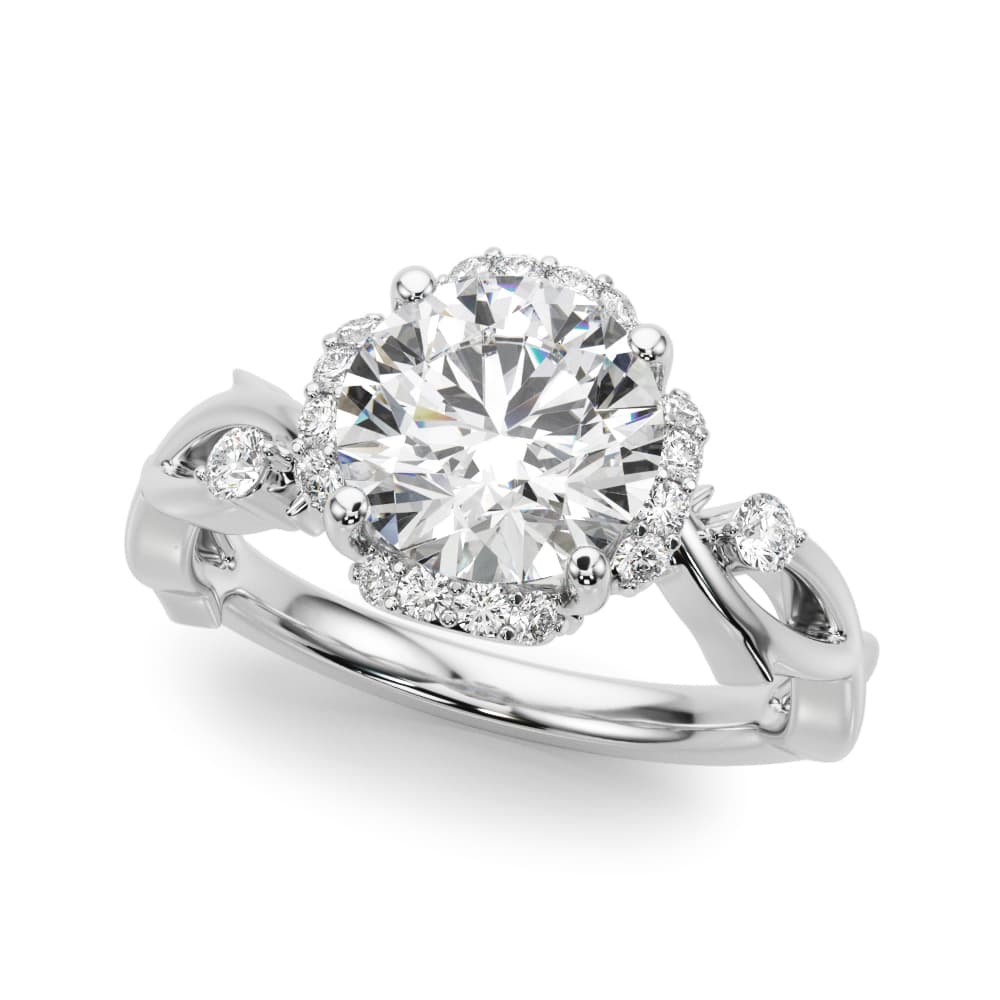 Twisted Shank Engagement Ring in 10k White Gold