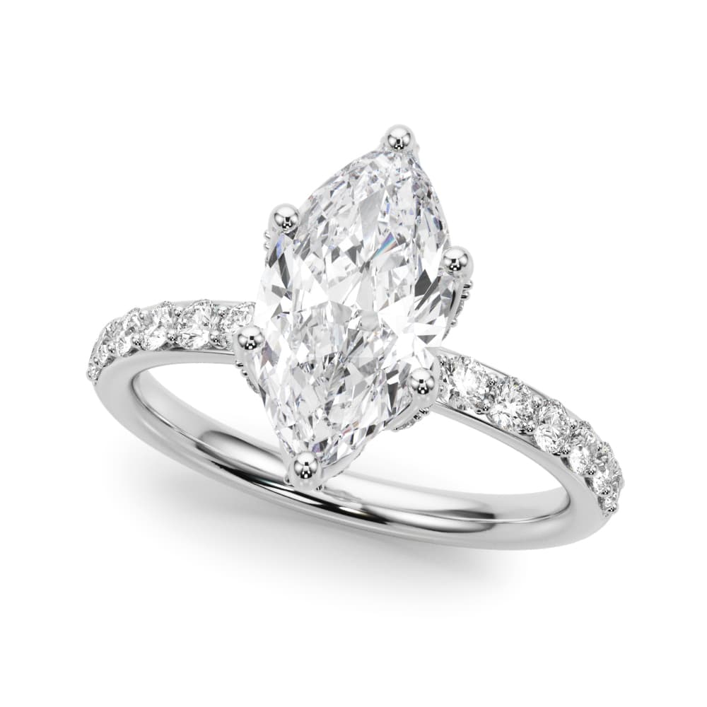 Floral Marquise Engagement Ring in 10k White Gold