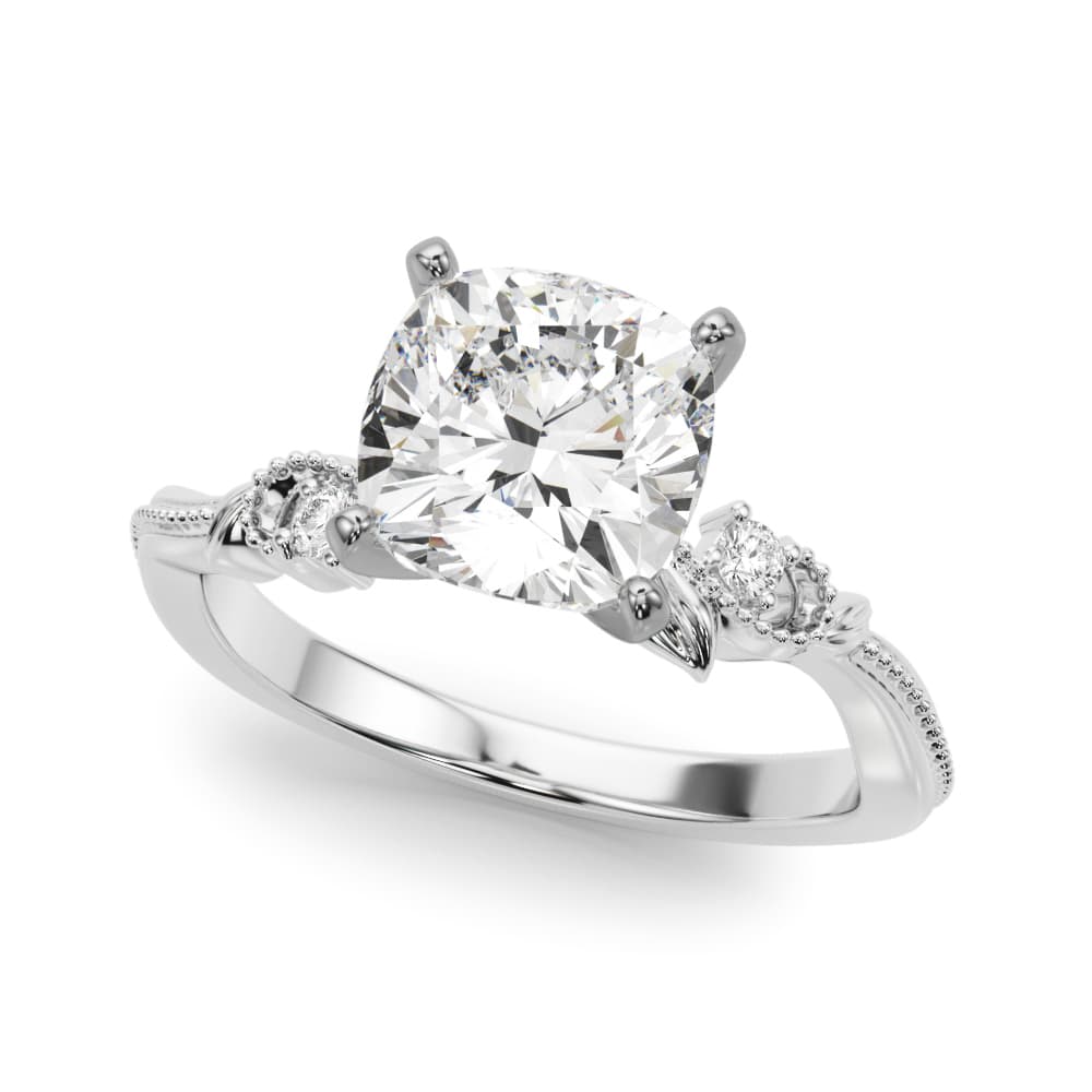 Nature-Inspired Milgrain Engagement Ring — style 51354 in 10k White Gold