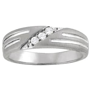 Gents Ring Channel Bands (0.09 ct. tw.) — White Gold