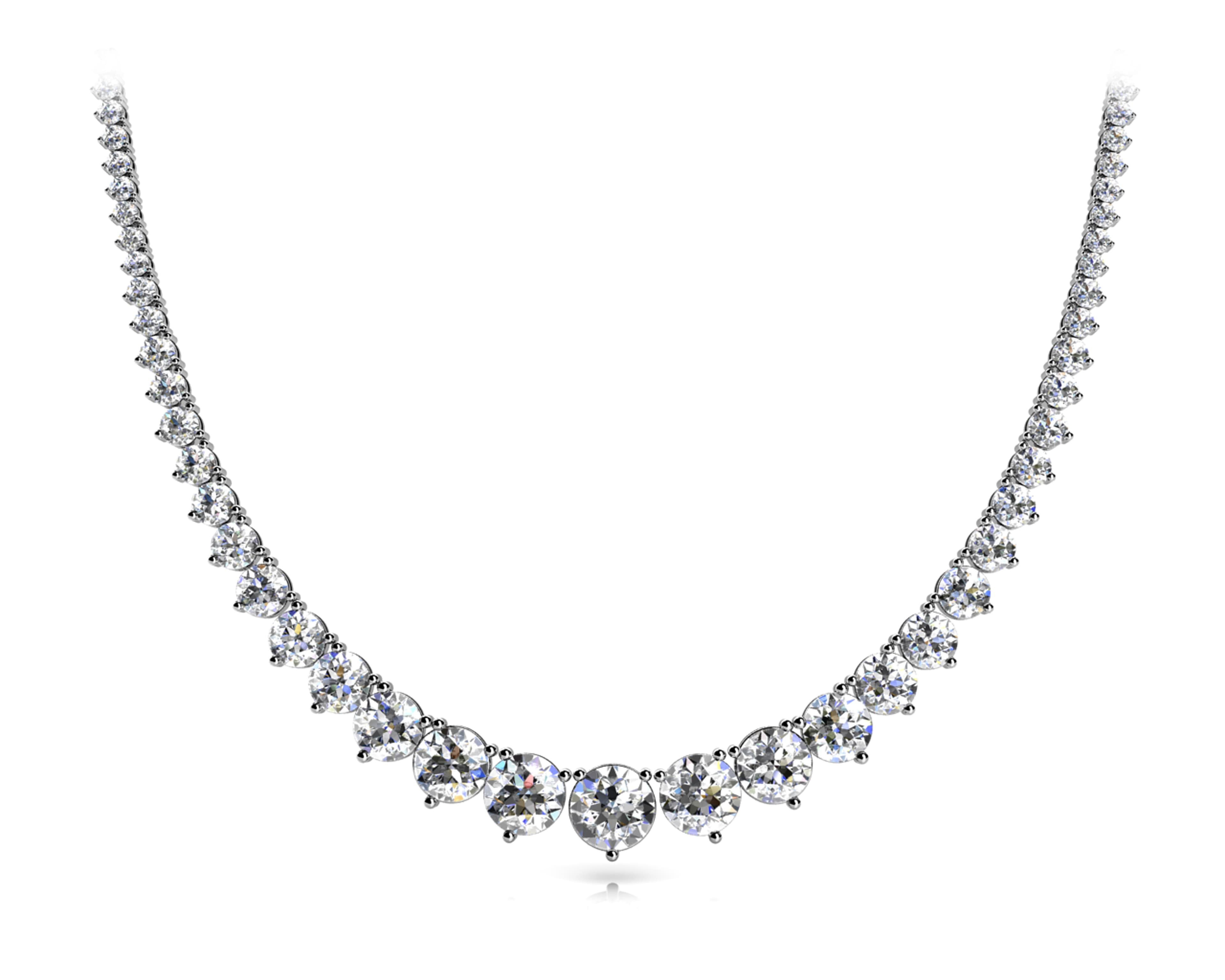 3 Prong Graduated necklace — 8 CT (8.05 ct. tw.) — White Gold
