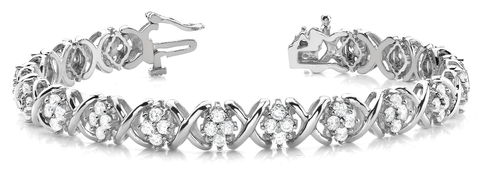 In Line Xo 4 Stone Bracelet — 1 CT (1.04 ct. tw.) — White Gold