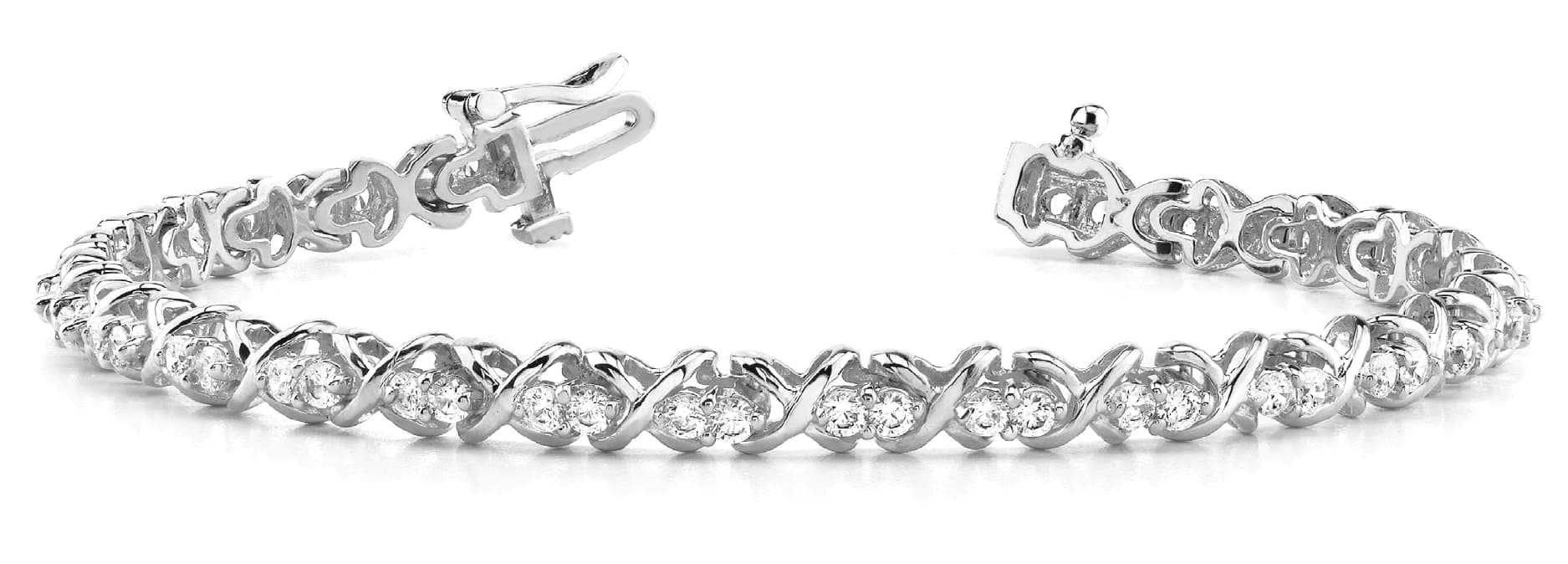 In Line Xo 2 Stone Bracelet (1 1/4 ct. tw.) — White Gold