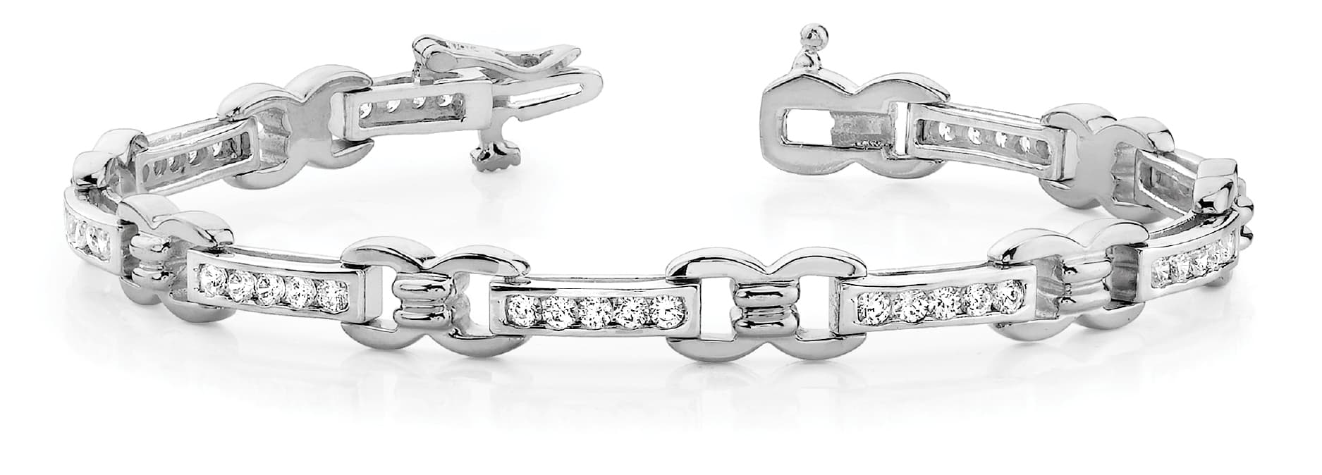Diamond Bar X Interlock Link Bracelet (1 ct. tw.) — White Gold