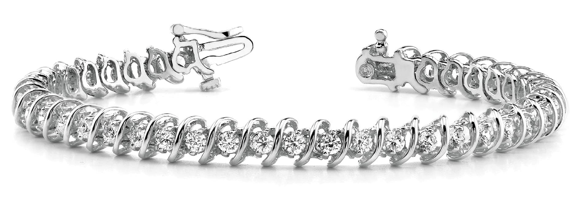 In Line S Link Bracelet (0.4 ct. tw.) — White Gold