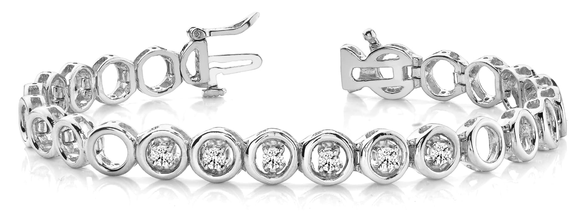 Add A Stone Round Line Bracelet (1/2 ct. tw.) — White Gold