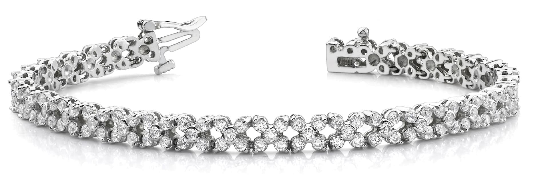 5 Stone Cluster Link Bracelet — 6 CT (6 ct. tw.) — White Gold