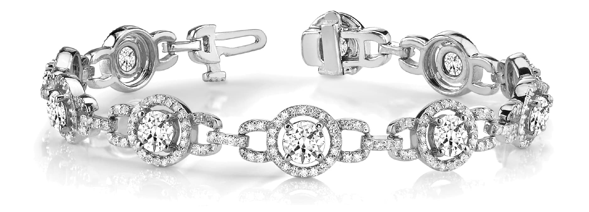 Round Halo with Interlock Link Bracelet (7 1/4 ct. tw.) — White Gold
