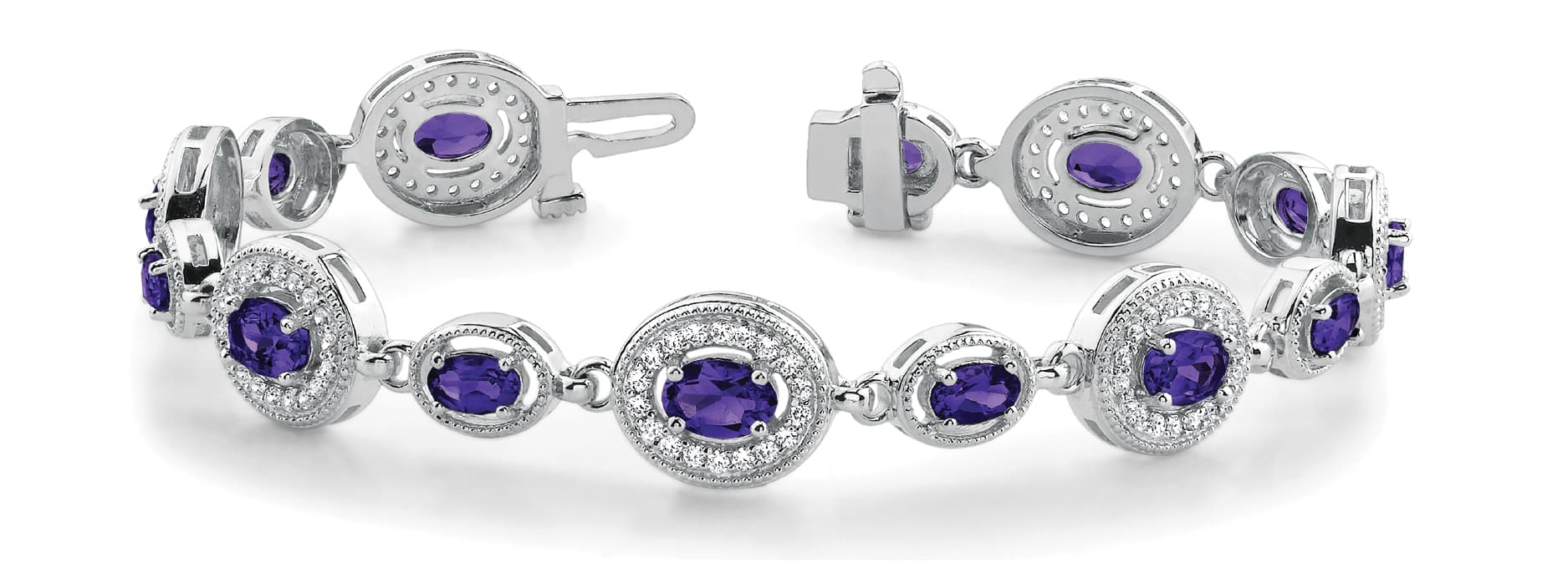 Oval Milgrain Halo Link Bracelet (1.4 ct. tw.) — White Gold