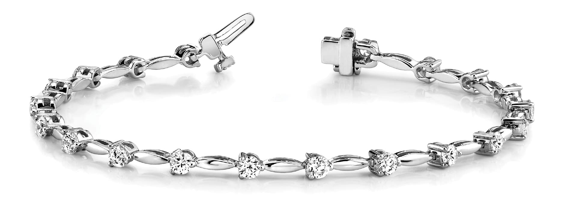 3 Prong Link Bracelets (1 ct. tw.) — White Gold