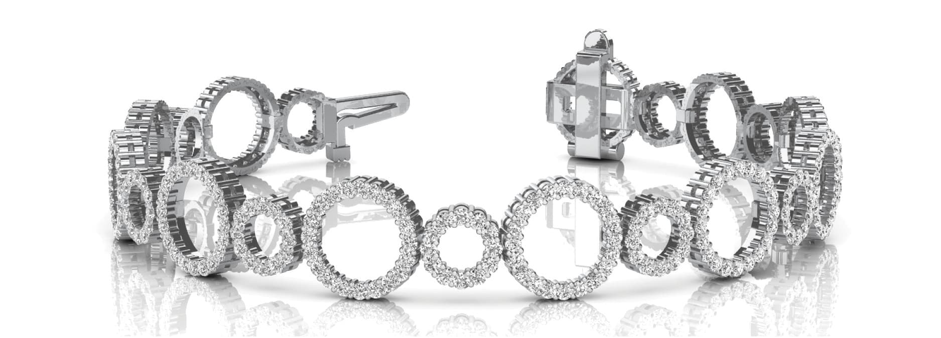 Small/large Circle Link Bracelet — 5.25 CT (5.22 ct. tw.) — White Gold